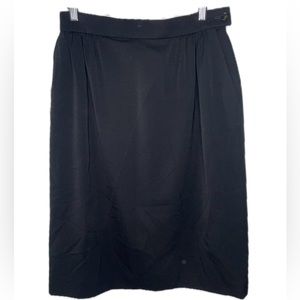 Jaeger Vintage Wool A-line Skirt Black Pleated Detail Workwear Academia